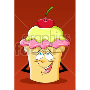 cartoon ice cream mascot character with a cherry on top clipart. Royalty-free image # 407011