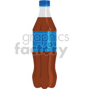 plastic soda bottle with blue label flat icons