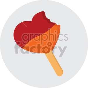 clipart - heart popsicle for valentines vector icon on gray background.