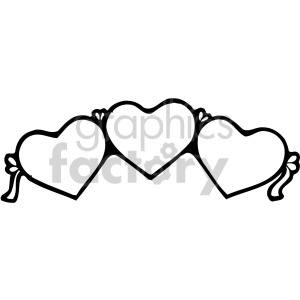 three hearts black white clipart. Commercial use image # 407521