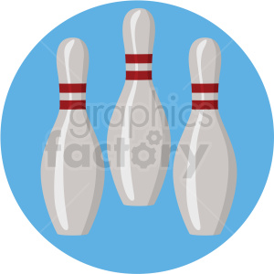 bowling pins vector clipart on circle background .