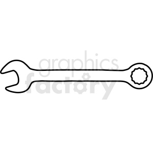 horizontal combination wrench vector icon outline clipart. Commercial use image # 411455