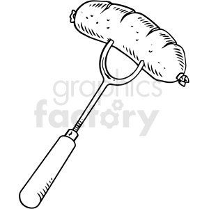 black and white grilling sausage vector clipart .