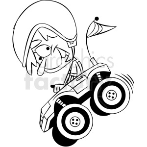 clipart - black and white cartoon monster truck.