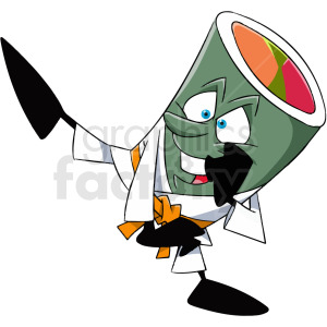 cartoon sushi character doing martial arts clipart. Royalty-free image # 412420