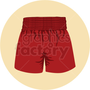 red boxing shorts on circle background vector clipart .