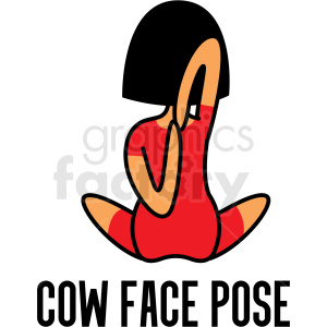 girl doing yoga cow face pose vector clipart .