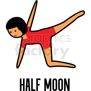 girl doing yoga half moon pose vector clipart .