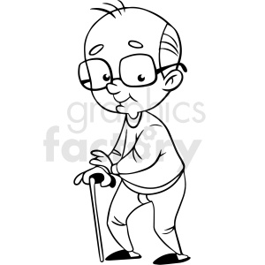 black and white cartoon grandpa vector clipart clipart. Royalty-free image # 413088