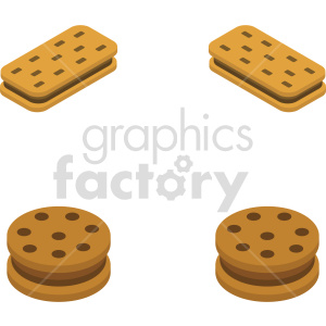 isometric cookies vector icon clipart 2 .