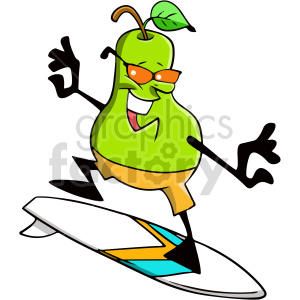 pear surfing vector clipart .