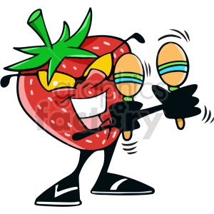 strawberry playing maracas vector clipart
