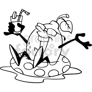 cartoon black and white lemon sitting in floaty clipart