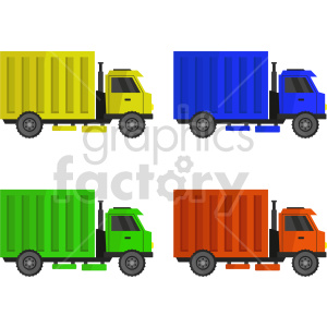 cargo truck isometric vector graphic bundle clipart.