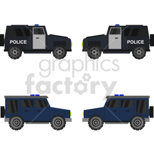 police truck vector graphic bundle clipart.
