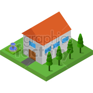 simple house isometric vector graphic clipart.
