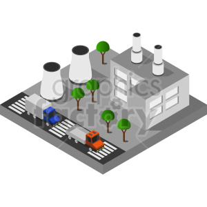 isometric factory vector graphic clipart.