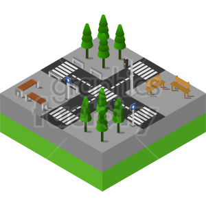 isometric traffic intersection vector graphic clipart.