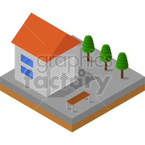 small garage isometric vector clipart .