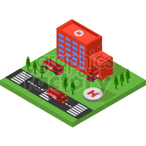 emergency room isometric vector graphic clipart.