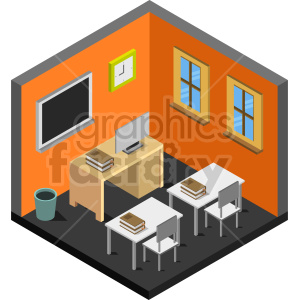 small classroom isometric vector graphic clipart.