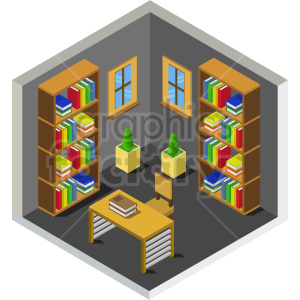 library isometric vector clipart