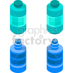 plastic bottles isometric vector graphic bundle clipart.