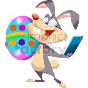 cartoon easter bunny taking selfie clipart clipart. Commercial use image # 417658