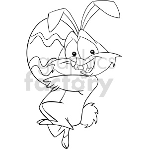 black and white cartoon easter bunny clipart .