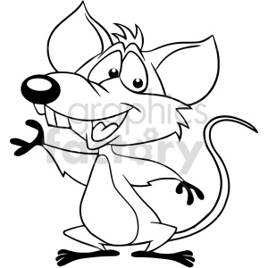 black and white cartoon mouse clipart