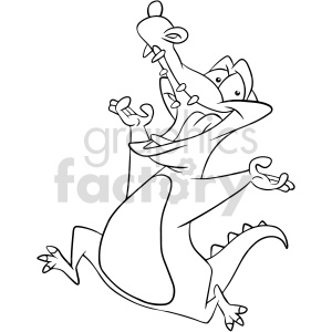 black and white cartoon alligator clipart clipart. Royalty-free image # 417730