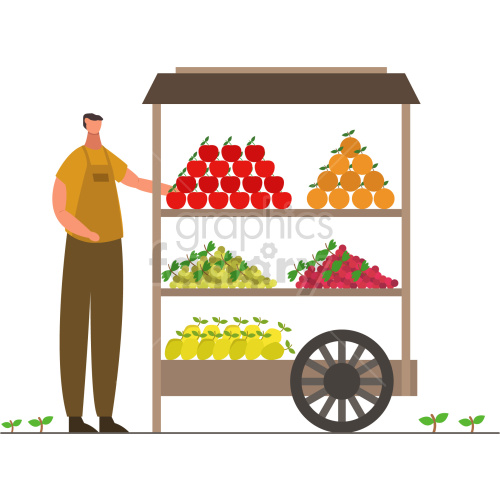 people illustration market fruit vendor merchant