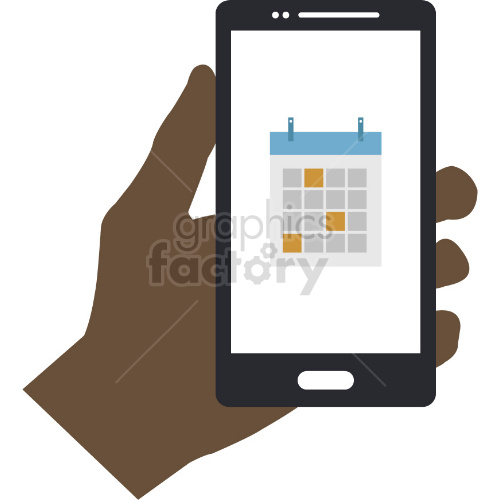 black hand holding mobile appointments app vector clipart .
