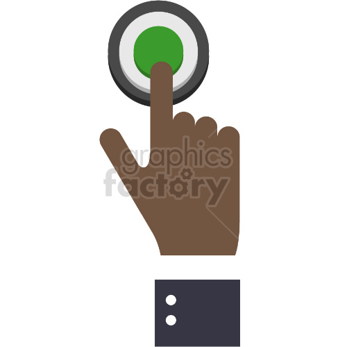 black hand pushing green button vector clipart .