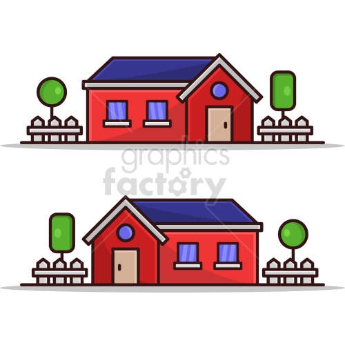 little red house clipart set .