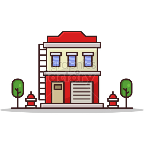 fire station flat vector clipart .