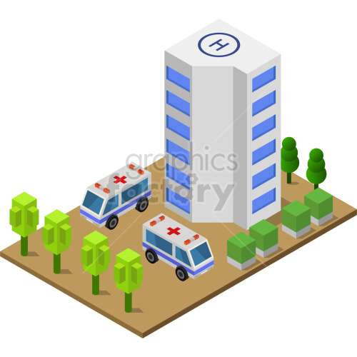 isometric hospital land vector clipart clipart. Commercial use image # 418425
