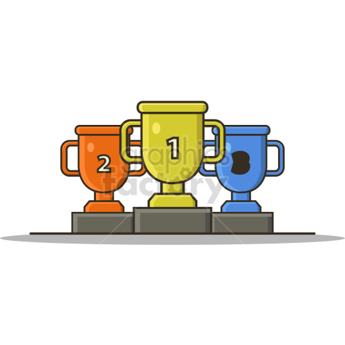 first second third trophy vector graphic clipart.