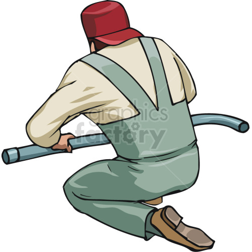 plumber working on pipes clipart. Commercial use image # 418478