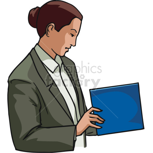 female lawyer reading book clipart.