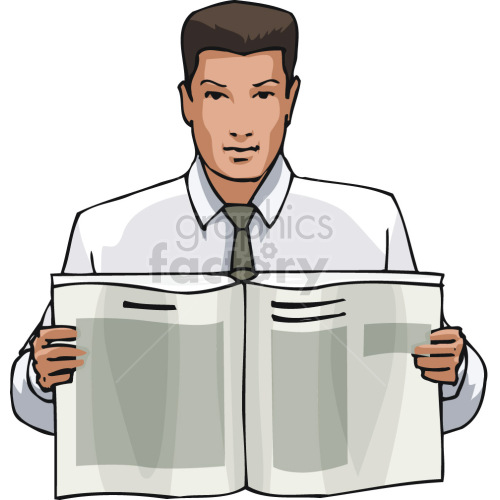 man holding up documents clipart. Commercial use image # 418506