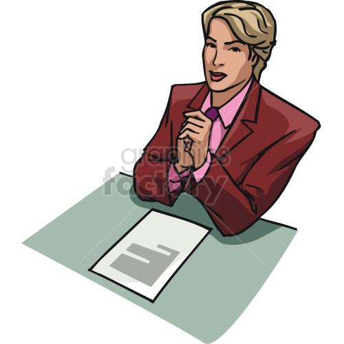 business woman with documents clipart.