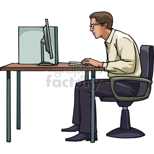 software engineer sitting at computer clipart. Commercial use image # 418534