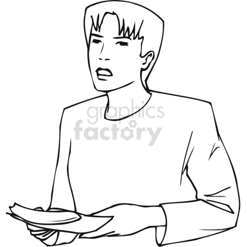business woman in blouse bw clipart.