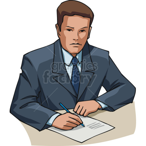 lawyer signing document clipart .