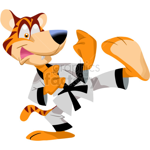 cartoon tiger doing martial arts clipart #418747 at Graphics Factory.