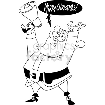 cartoon santa christmas black+white