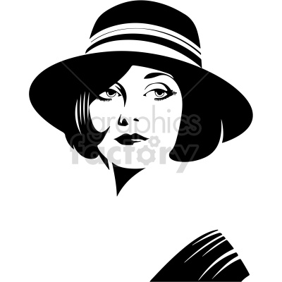 black and white vintage face silhouette girl vector clip art