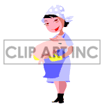 Female farmer holding a baby pig. animation. Royalty-free animation # 122110