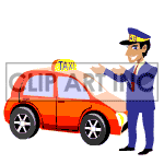 clipart - Taxi cab driver trying to get a customer..